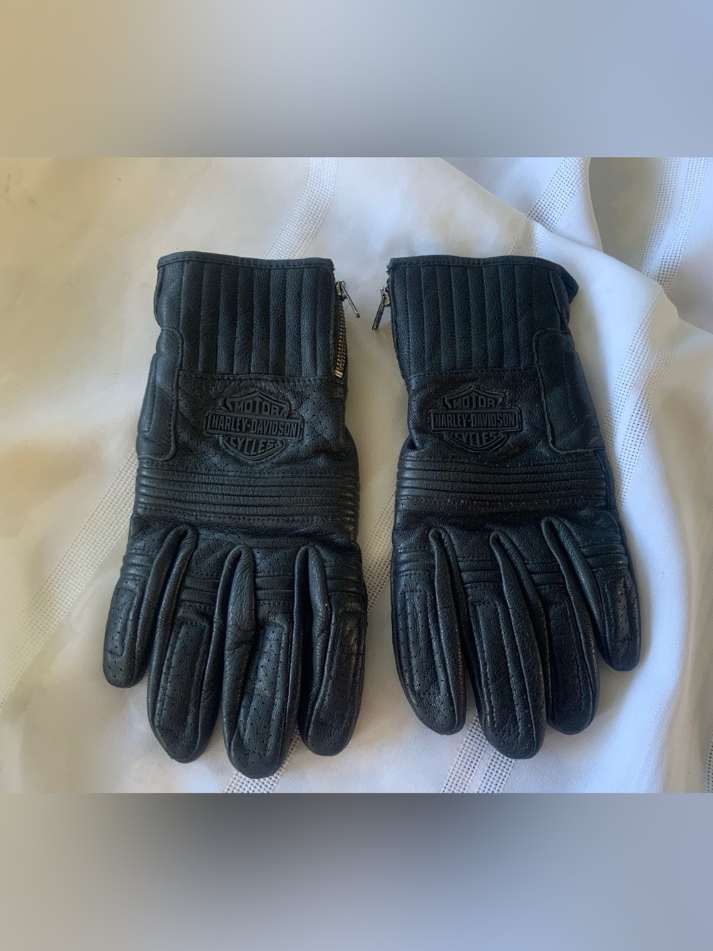 HARLEY DAVIDSON Leather Gloves, Perforated for Summer, Like New